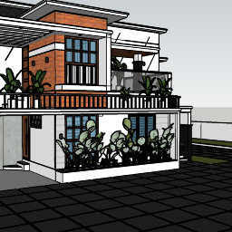 Exterior 3D model of the Dhanesh Residence